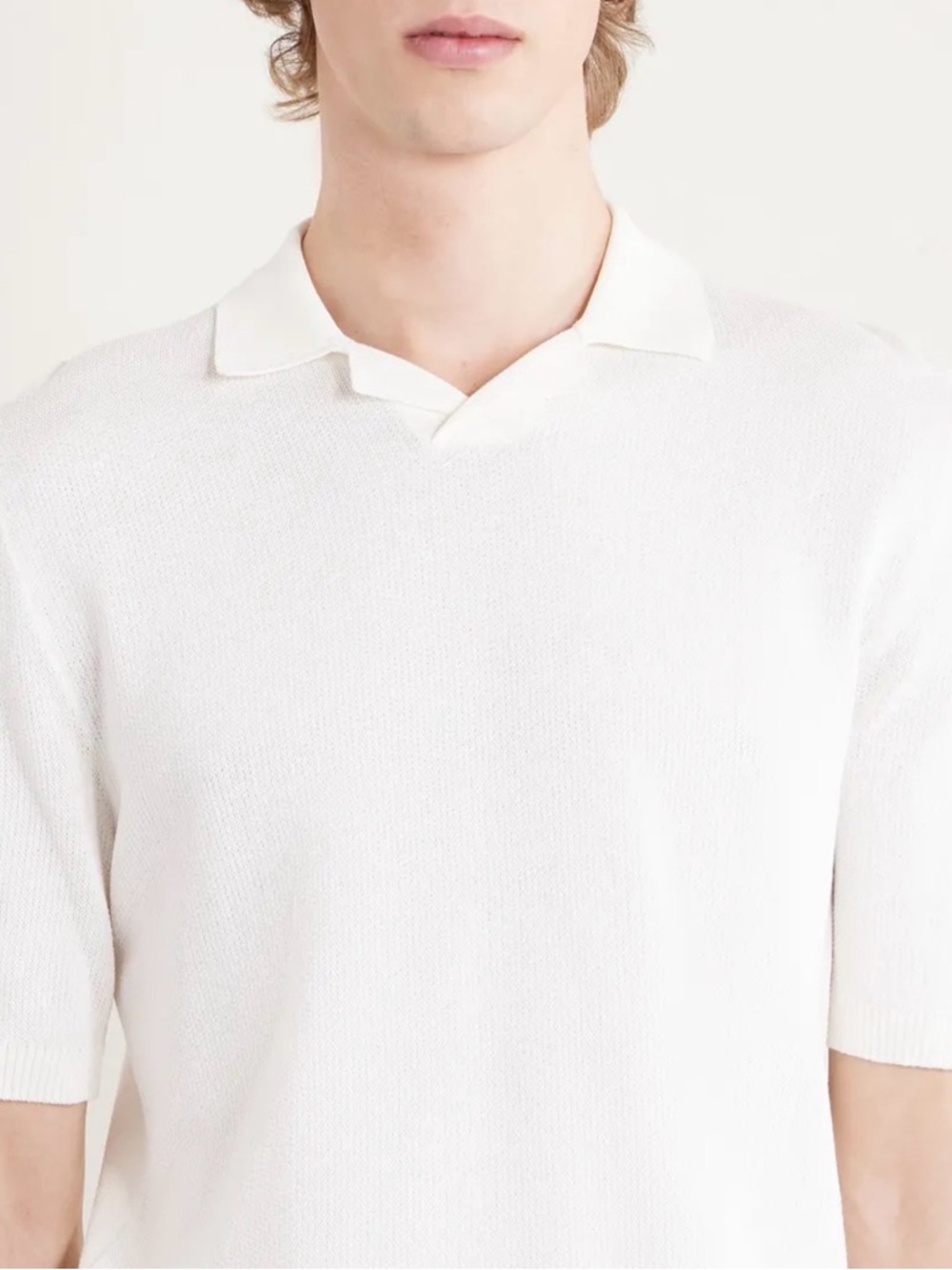 Eleventy Made In Italy White Open-Collar Pique Polo